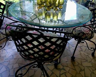glass top table rolling chairs