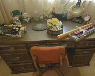 desk, vintage office chair