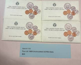 Item # 110 : Four (4) 1989 Uncirculated US Mint Sets $20.00