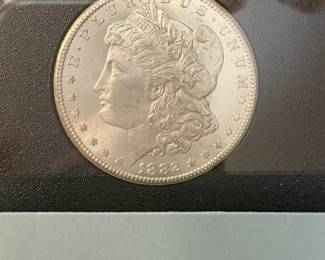 Item # 43 : Black Box Carson City Uncirculated Morgan Silver Dollar - 1882-CC $300.00