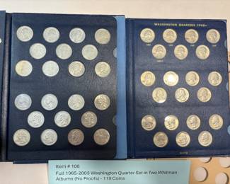 Item # 106 : Full 1965-2003 Washington Quarter2Set in Two Whitman Albums (No Proofs) - 119 Coins $35.00