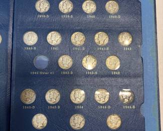 Item # 101 : Partial 1916-1945 Mercury Dime Set in Whitman Album - 69 Coins $250.00