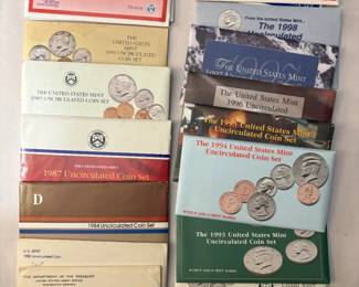 Item # 69 : Fifteen (15) US Mint Uncirculated Sets 1972, 1980, 1984, 1987, 1989, 1990, 1992-98, 2002, 2003 $100.00