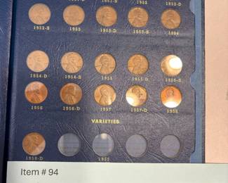 Item # 94 : Partial 1909-2001 Lincoln Cent Set in 3 Whitman Albums (No Double Die, No Vararities, No Proofs) - 184 Coins $40.00