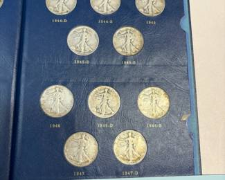 Item # 100 : Full 1941-1947 Walking Liberty Set in Whitman Album - 20 Coins $350.00