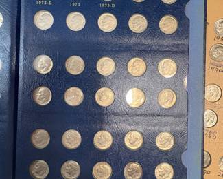 Item # 103 : Full 1946-1987 Roosevelt Dime Set in Whitman Album (No Proofs) 48 Silver, 42 Clad $150.00