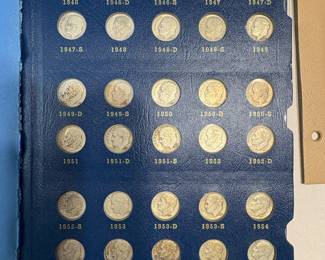 Item # 102 : Full 1946-1987 Roosevelt Dime Set in Whitman Album (No Proofs) 48 Silover, 42 Clad $150.00
