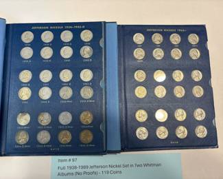 Item # 97 : Full 1938-1989 Jefferson Nickel Set in Two Whitman Albums (No Proofs) - 119 Coins $55.00