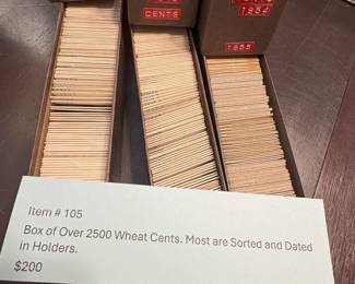 Item # 105 : Box of Over 2500 Wheat Cents. Most are Sorted and Dated in Holders. $200.00