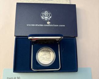 Item # 30 : 1987 S US Mint Constitution Proof 90% Silver Dollar Commemorative $30.00