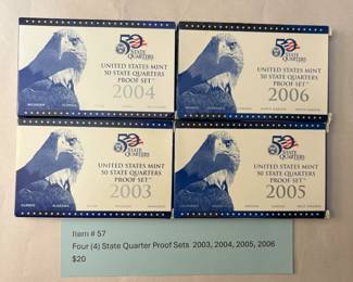 Item # 57 : Four (4) State Quarter Proof Sets 2003, 2004, 2005, 2006 $20.00