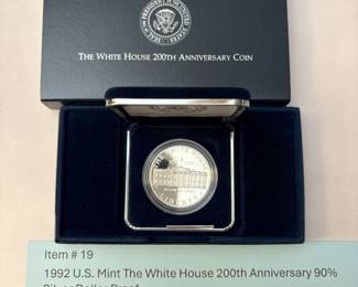 Item # 19 : 1992 U.S. Mint The White House 200th Anniversary 90% Silver Dollar Proof $30.00