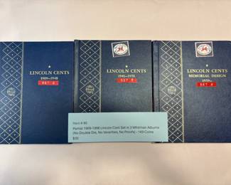 Item # 95 : Partial 1909-1996 Lincoln Cent Set in 3 Whitman Albums (No Double Die, No Vararities, No Proofs) - 169 Coins $30.00