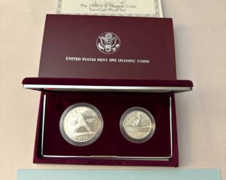 Item # 27 : 1992 United States Mint Olympic Proof 90% Silver Dollar and Clad Half Dollar $35.00