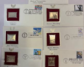 Item # 107 : Seven (7) Different 22K Gold Foil First Day of Issue Stamp Covers $20.00