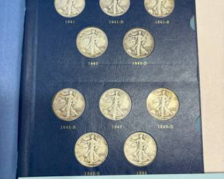 Item # 100 : Full 1941-1947 Walking Liberty Set in Whitman Album - 20 Coins $350.00