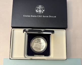 Item # 17 : 1991 S USO 50th Anniversary Proof 90% Silver Dollar $30.00