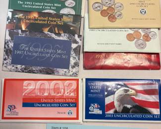Item # 108 : Ten (10) Different Uncirculated US Mint Sets - 1987, 1989, 1990, 1992, 1993, 1995, 1997, 1998, 2002, 2003 $60.00