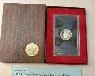 Item # 38 : 1971-S US Mint Proof 40% Silver Eisenhower Dollar $20.00