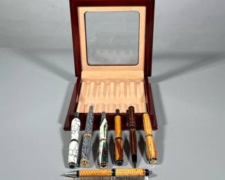 (8pc) Vintage Fountain And Roller Ball Pens | Including majestic and dayacom - h. 2 x w. 2 x l. 6 in