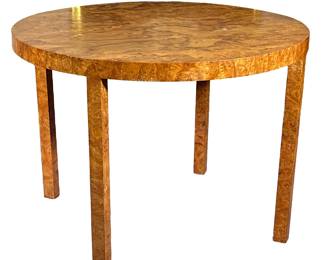 BURLWOOD ROUND TABLE | Round wood table with burlwood veneer - h. 29 x dia. 40 in