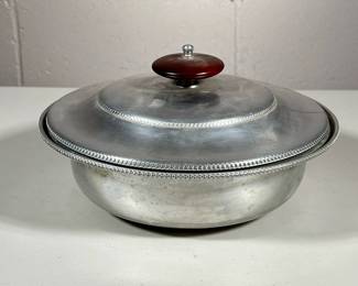 Casserole Bowl | Hammered aluminum covered bowl, MCM made by Buenilum. - h. 3 x dia. 10 in