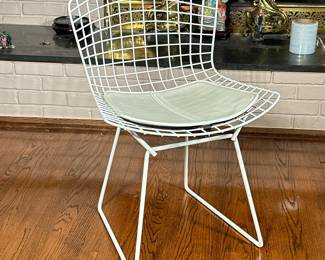 Aluminum Wire Chair | With small leather cushion - h. 30 x w. 21 x d. 19 in