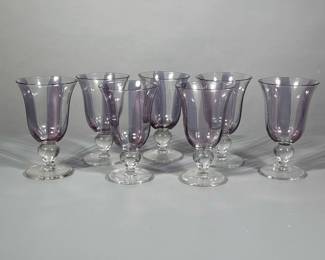 (7pc) Glassware | Lavender tinted water glasses.
Dimensions: h. 6 in