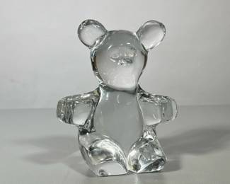 (1pc) Daum Nancy Glass Teddy Bear | Signed Daum Nancy glass teddy bear - h. 6 x w. 5 x l. 5 x d. 3 in