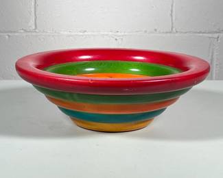 (1pc) Vintage Mannzoni Pietro X-Large Bowl | Handmade Italian paired wooden Mannzoni Petro bowl - h. 3.5 x w. 11 x d. 11 in