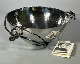 Michael Aram Bowl | Black Orchid Bowl, NIB. Made of black nickelplate and stainless steel. - h. 5 x dia. 11 in