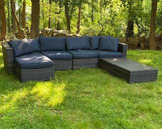 OUTDOOR PATIO SECTIONAL SOFA WITH CUSHIONS | Outdoor wicker sofa comprising of 4 sections - h. 26 x w. 125 x d. 33 in