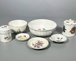 (7pc) Miscellaneous Serving Pieces | Villeroy and Boch, Mikassa and English China. Bowls, small plates and covered jars. - h. 3 x w. 8.5 in (large bowl)