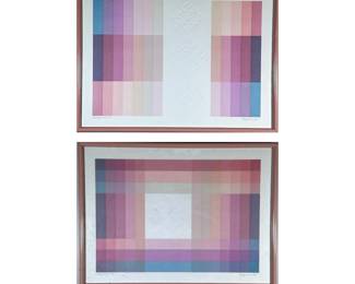 (2pc) AUDREY GRENDAHL KUHN (20TH/21ST CENTURY) LITHOGRAPHS | Set of 2 color lithographs including “Transparencies One” 9/150, and “Transparencies Two” 4/150. Both signed, numbered, and titled on the bottom - h. 22.5 x w. 30.5 in