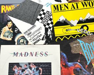(7pc) 80s 90s Vinyl Albums | Including madness Bowie stray cats and men at work.