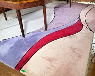 EDWARD FIELDS LARGE AREA RUG | Large colorful area rug with wavy pink & purple pastels - w. 122 x l. 162 in
