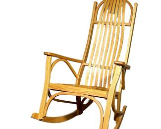 CRAFT WOOD ROCKER | Craft carved wood rocking chair - h. 44 x w. 26.5 x d. 34 in