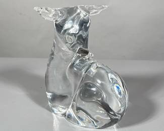 (1pc) French Daum Nancy Glass Deer | Large signed French Daum glass deer. Signed on side - h. 7.5 x w. 4 x d. 6 in