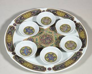 ISRAELI SEDER PLATE | Porcelain seder plate, made in Israel - h. 1.25 x dia. 14.25 in