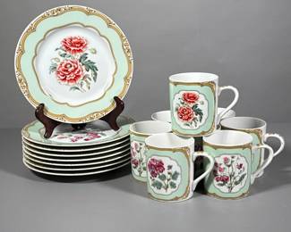 (16pc) ANDREA BY SADEK PORCELAIN DISHES | Including: 8 teacups and 8 matching dessert dishes
Dimensions: dia. 8.25 in