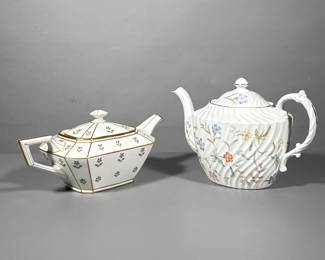 (2pc) Tea Pots | One is marked Limoges and the other is Ansley . - h. 7 x w. 10 in (Taller)