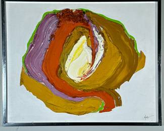 MARCIA SMITH ABSTRACT OIL PAINTING | Oil on canvas. 16 x 20 in stretcher. Signed lower right, signed & dated “1971” on verso - h. 16.5 x w. 20.5 in (frame)