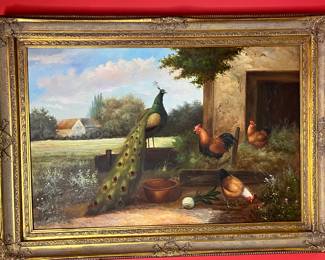 late 19th or early 20th-century painting of a barnyard scene.