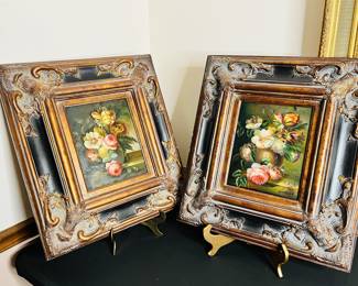 Set of Floral oil Paintings Late 1800’s Early 1900’s 20.5x15.5”