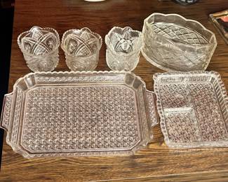 A collection of vintage Anchor Hocking Wexford glassware MCM