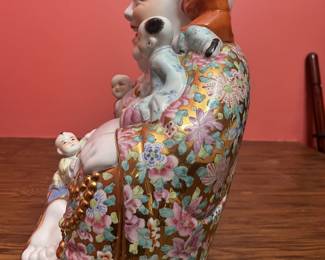 MCM Laughing Buddha statue with children