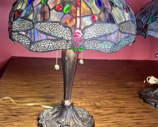 2 Tiffany-style dragonfly table lamp - Late 20th/Early 21st Century 21x14”