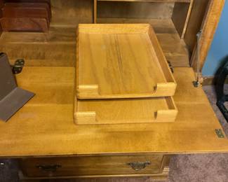 Polished Wood Office Trays MCM