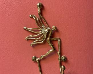 VTG. Surrealist Brass Coat Hook MCM