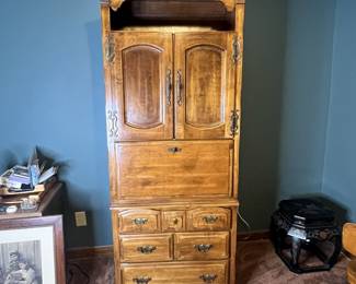 Mid-20th century French Provincial style secretary desk, manufactured in Tennessee by Tennessee Furniture Industries